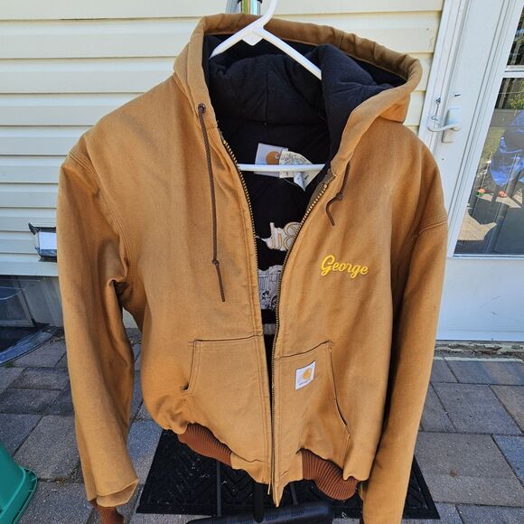 Carhartt Other - Vintage Carhartt Hooded Jacket J04 BRN Men's Medium Duck. Extra Large W/ Graphic